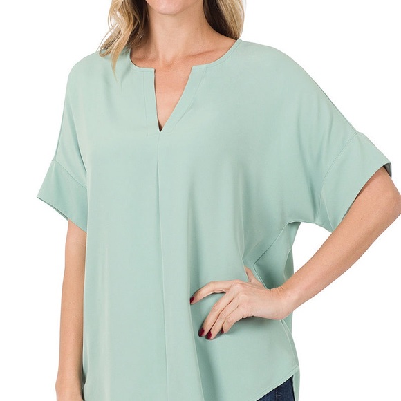 🌷🌷🌷Split Neck Top in Ash Mocha🌷🌷🌷 - Picture 2 of 3